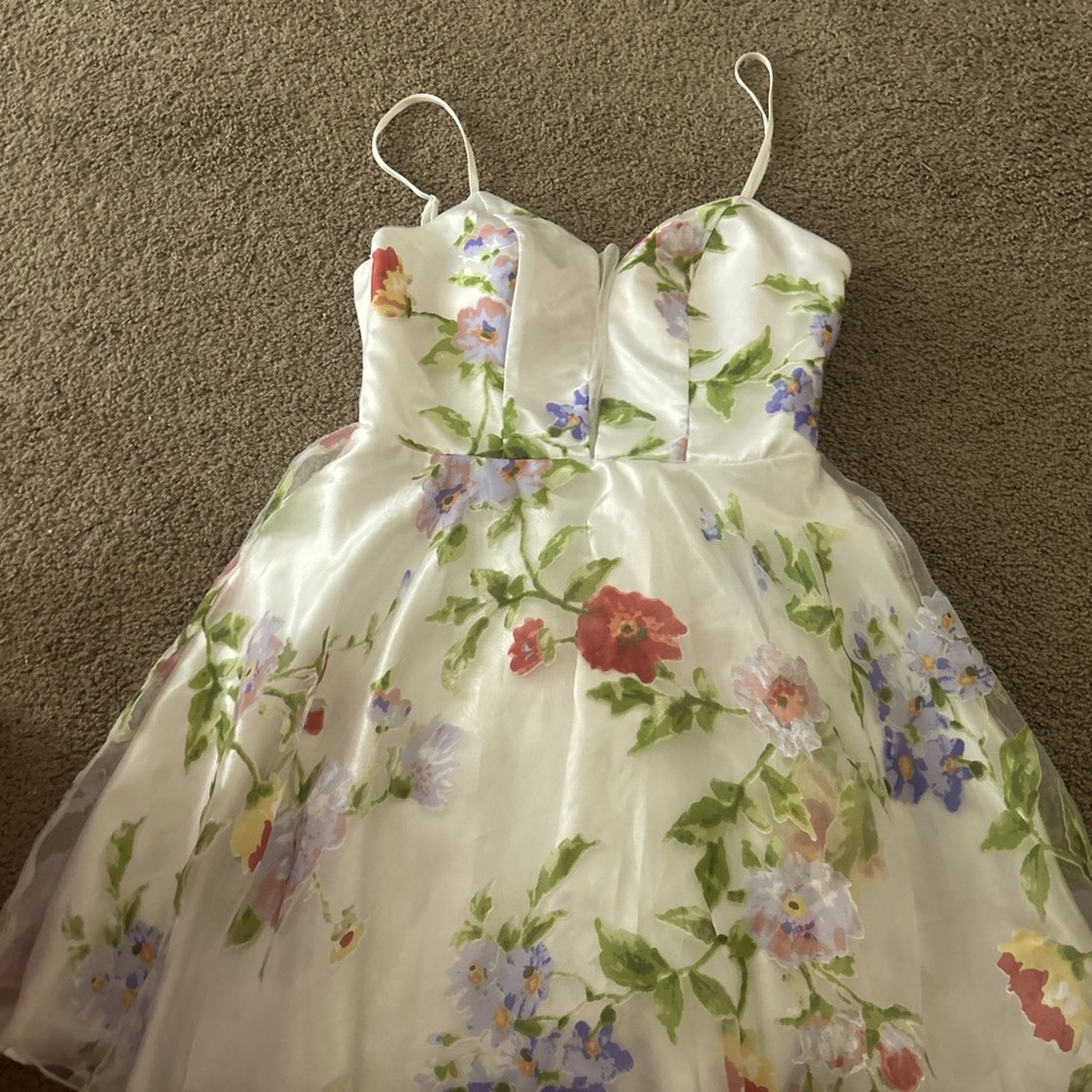 Teeze Me White Sleeveless Spaghetti Strap Fit and Flare Dress